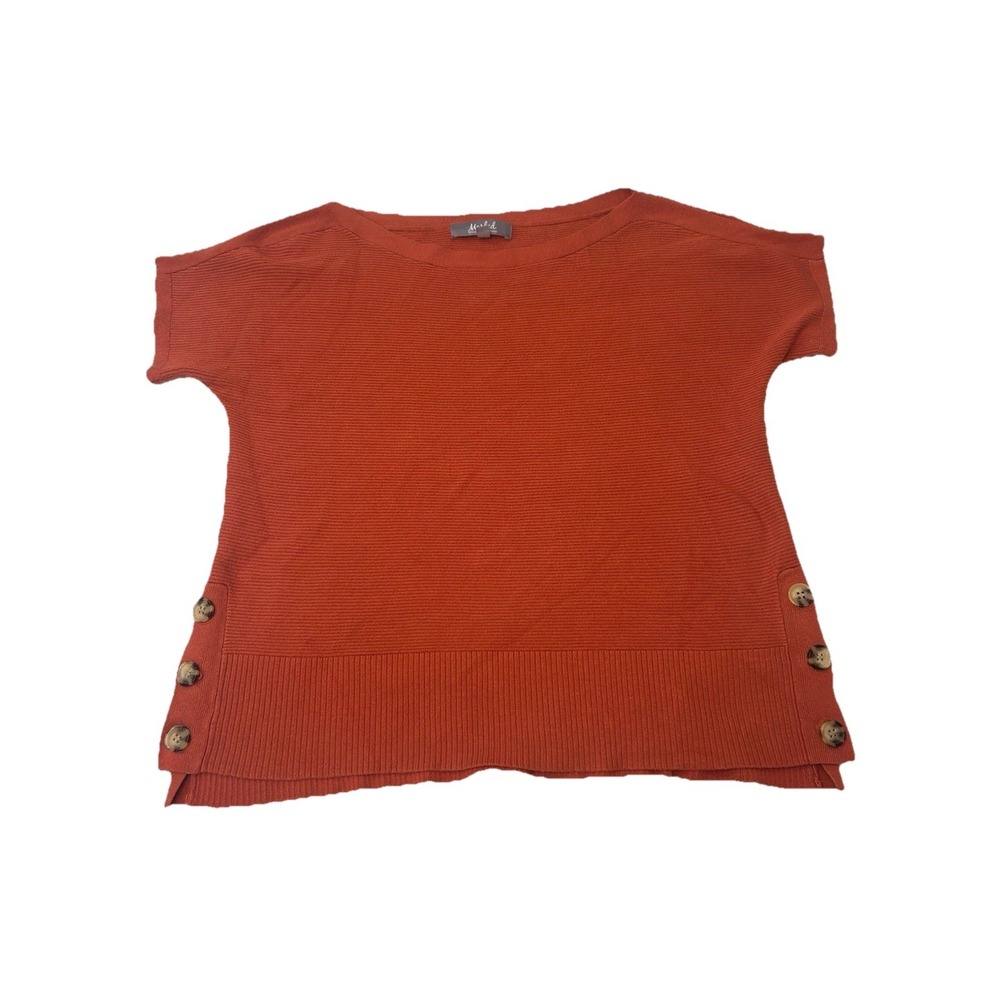 Marled By Reunited Clothing Orange/rust Ribbed knit Soft top Short Sleeve SzM